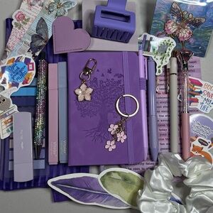 Purple Journal with Floral keychains